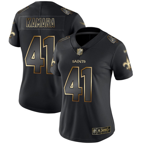 Women's New Orleans Saints #41 Alvin Kamara Black/GoldStitched NFL Vapor Untouchable Limited Jersey