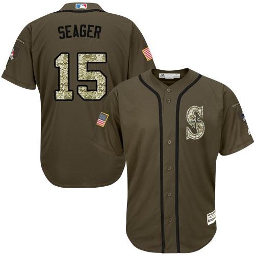 Seattle Mariners 15 Kyle Seager Green Salute to Service Stitched Youth MLB Jersey