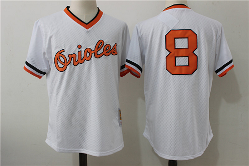 Mitchell and Ness Baltimore Orioles #8 Cal Ripken White MLB Jersey