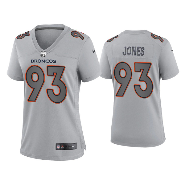 WoMen's Denver Broncos Dre'mont Jones Gray Atmosphere Fashion Game Jersey