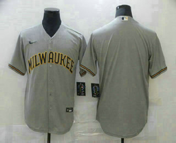 Men's Milwaukee Brewers Blank Gray Stitched MLB Cool Base Nike Jersey