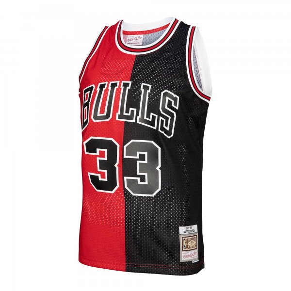 Men's Chicago Bulls Mitchell & Ness Red/Black Big & Tall Hardwood Classics 1997/98 Split Swingman Jersey