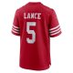 Men's San Francisco 49ers Trey Lance Nike Scarlet Game Player Jersey