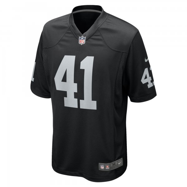 Men's Las Vegas Raiders Robert Spillane Nike Black Game Player Jersey