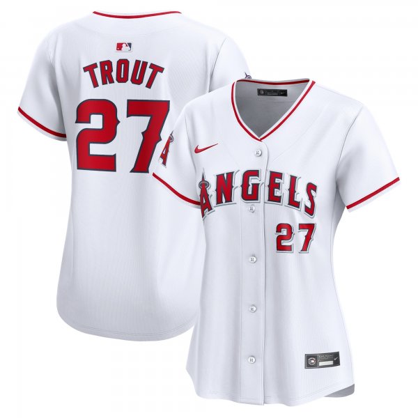 Women's Los Angeles Angels #27 Mike Trout Nike White Home Limited Player Jersey