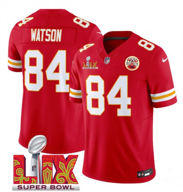 Men's Kansas City Chiefs #84 Justin Watson Red Super Bowl LIX F.U.S.E. Vapor Limited Stitched Jersey