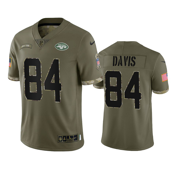 New York Jets Corey Davis #84 Olive 2022 Salute To Service Limited Jersey