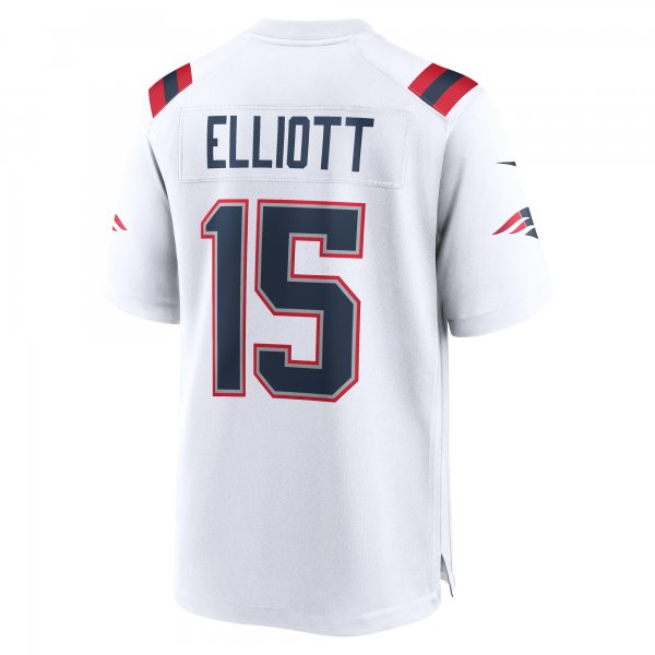 Men's New England Patriots Ezekiel Elliott Nike White Game Player Jersey