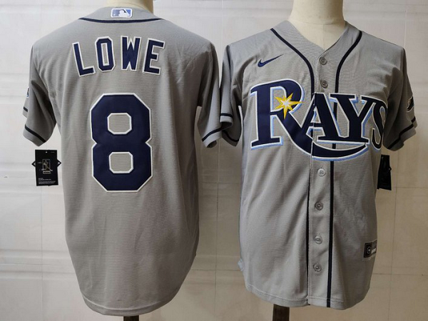 Men's Tampa Bay Rays #8 Brandon Lowe Grey Stitched MLB Cool Base Nike Jersey