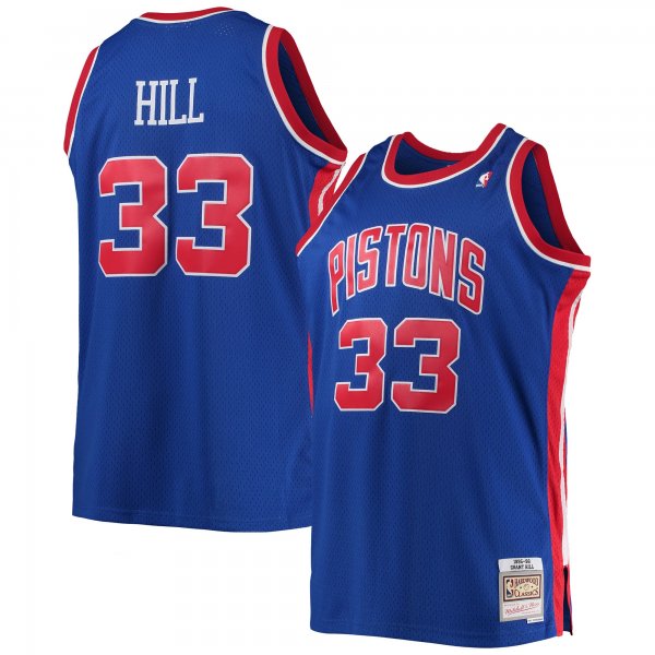 Men's Detroit Pistons Grant Hill Mitchell & Ness Blue 1995/96 Big & Tall Hardwood Classics Swingman Jersey