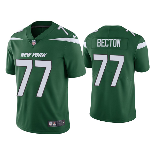 Men's #77 Mekhi Becton New York Jets Green 2020 NFL Draft Vapor Limited Jersey