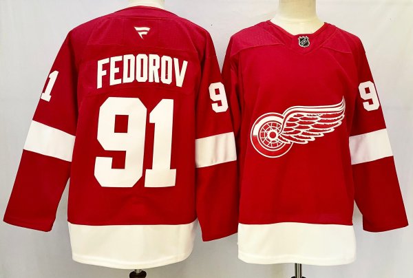 Men's #91 Sergei Fedorov Detroit Red Wings Red City Edition Jersey