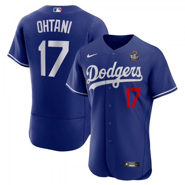 Men's #17 Los Angeles Dodgers Shohei Ohtani Nike Royal 2024 World Series Alternate Player Jersey