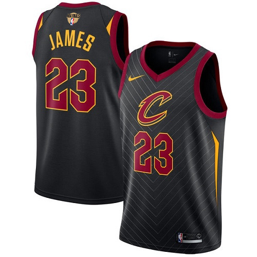 Men's Nike Cleveland Cavaliers #23 LeBron James Black The Finals Patch Swingman Statement Edition NBA Jersey