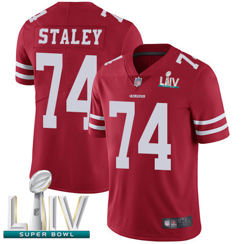 San Francisco 49ers #74 Joe Staley Red Team Color Super Bowl LIV Bound Men's Stitched NFL Vapor Untouchable Limited Jersey