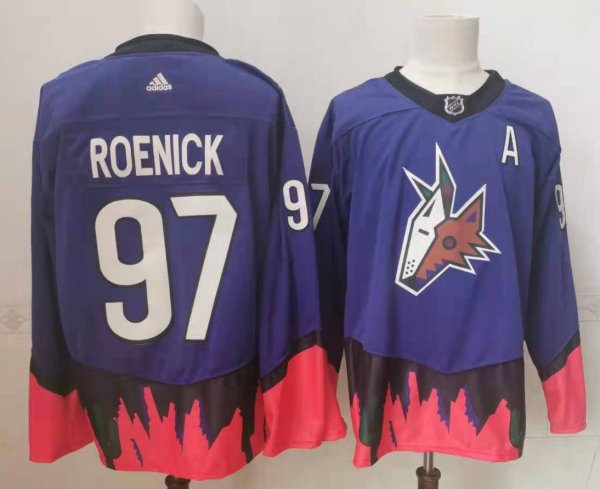 Men's Arizona Coyotes #97 Jeremy Roenick Purple 2020/21 Reverse Retro Player Jersey