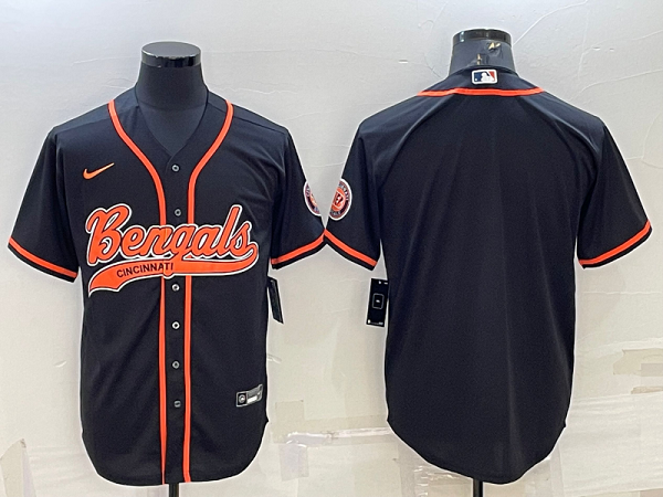 Men's Cincinnati Bengals Blank Black Stitched Baseball Cool Base Jersey