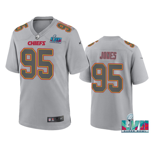 Men's Kansas City Chiefs Chris Jones Gray Super Bowl LVII Atmosphere Jersey