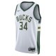 Unisex Milwaukee Bucks Giannis Antetokounmpo Nike White Swingman Jersey - Association Edition