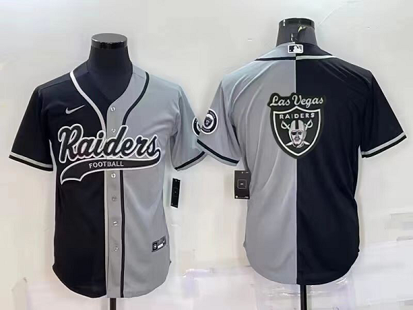 Men's Las Vegas Raiders Blank Black Grey Split Stitched Baseball Cool Base Jersey