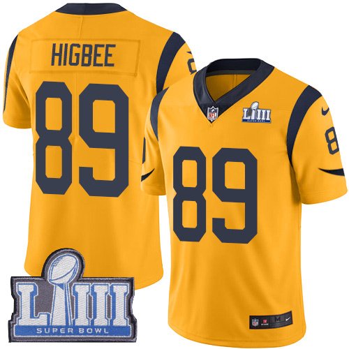 Nike Los Angeles Rams #89 Tyler Higbee Gold Super Bowl LIII Bound Men's Stitched NFL Limited Rush Jersey