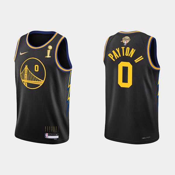 2022 NBA Finals Champions Men's Golden State Warriors Gary Payton II #0 Black City Black Jersey