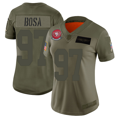 Women's San Francisco 49ers #97 Nick Bosa Camo Stitched NFL Limited 2019 Salute to Service Jersey