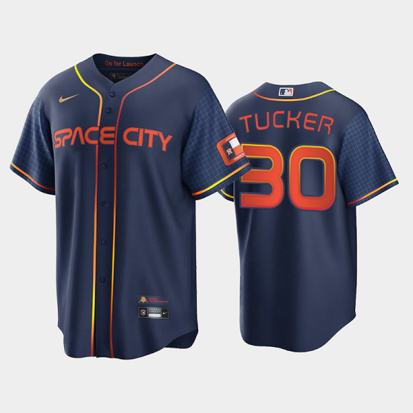 Men's 2022 City Connect Houston Astros #30 Kyle Tucker Cool Base Navy MLB Jersey