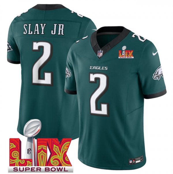 Men's Philadelphia Eagles #2 Darius Slay JR Green Super Bowl LIX F.U.S.E. Vapor Limited Stitched Jersey