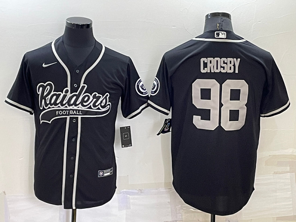 Men's Las Vegas Raiders #98 Maxx Crosby Black Stitched Baseball Cool Base Jersey