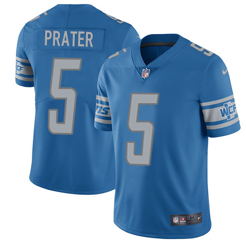 Men's Nike Detroit Lions #5 Matt Prater Blue Team Color Stitched NFL Vapor Untouchable Limited Jersey