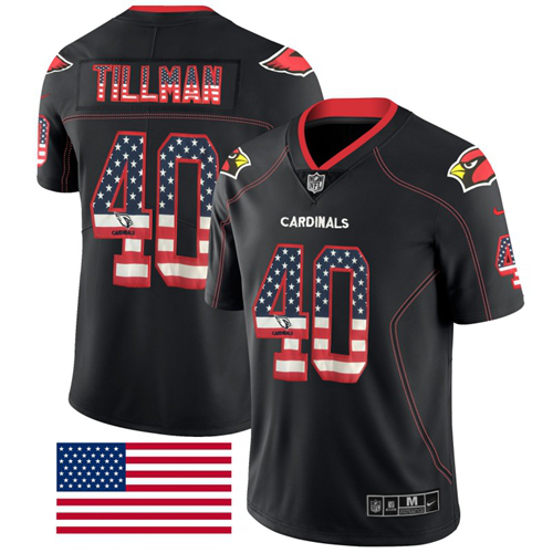 Nike Cardinals #40 Pat Tillman Black Men's Stitched NFL Limited Rush USA Flag Jersey