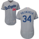 Los Angeles Dodgers #34 Fernando Valenzuela Grey Flexbase Collection 2017 World Series Bound Stitched MLB Jersey