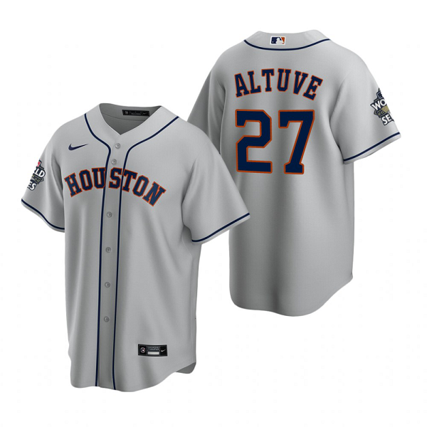 Men's Houston Astros Jose Altuve Gray 2022 World Series Cool Base Jersey