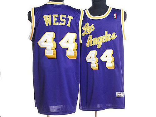 Mitchell and Ness Men's Los Angeles Lakers #44 Jerry West Stitched Purple Throwback NBA Jersey