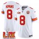 Men's Kansas City Chiefs #8 DeAndre Hopkins White Super Bowl LIX F.U.S.E. Vapor Limited Stitched Jersey