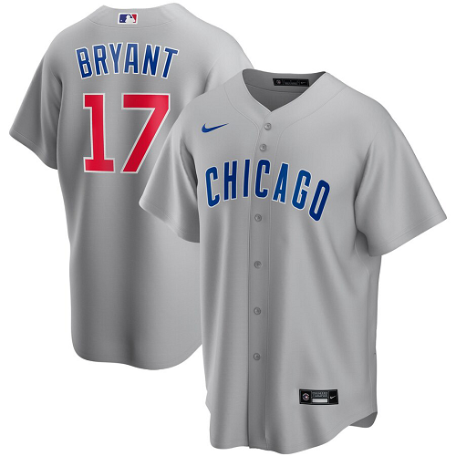 Men's Nike Chicago Cubs #17 Kris Bryant Gray Road 2020 MLB Jersey