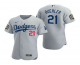 Men's Los Angeles Dodgers #21 Walker Buehler Gray 2020 World Series Flex Base Nike Jersey