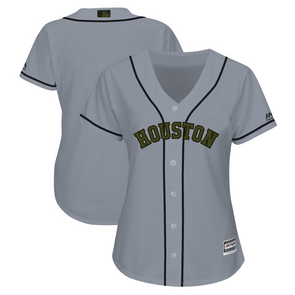 Women's Houston Astros Blank Majestic Gray 2018 Memorial Day Cool Base MLB Team Jersey