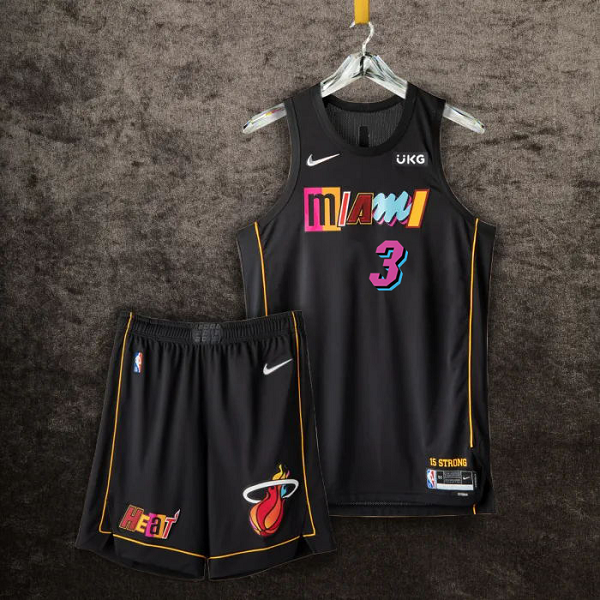 Men's Miami Heat #3 Dwyane Wade 2021-22 75th Anniversary Black City Edition NBA Suit