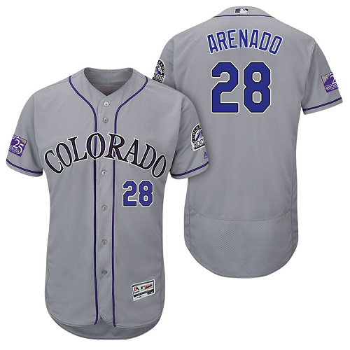 Colorado Rockies #28 Nolan Arenado Grey Flex Base Stitched MLB Jersey