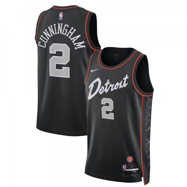 Men's Unisex Detroit Pistons #2 Cade Cunningham Nike Black 2023/24 Swingman City Edition Jersey