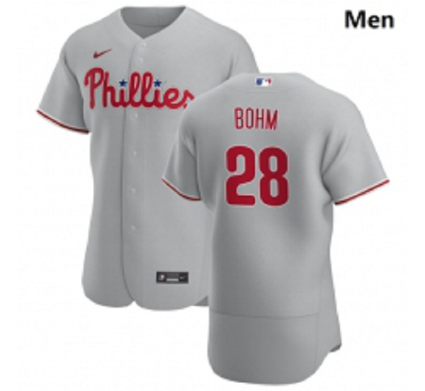 Philadelphia Phillies #28 Alec Bohm Men Nike Gray Road 2020 Player MLB Jersey