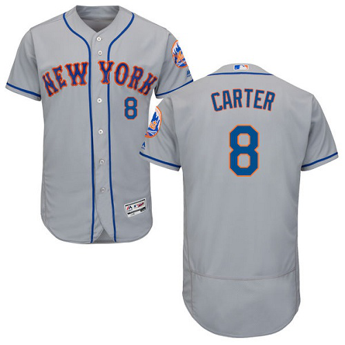 New York Mets #8 Gary Carter Grey Flexbase Collection Stitched MLB Jersey