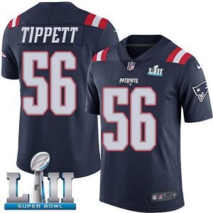 Men's Nike NFL New England Patriots #56 Andre Tippett Limited Navy Blue Rush Vapor Untouchable Super Bowl LII Jersey