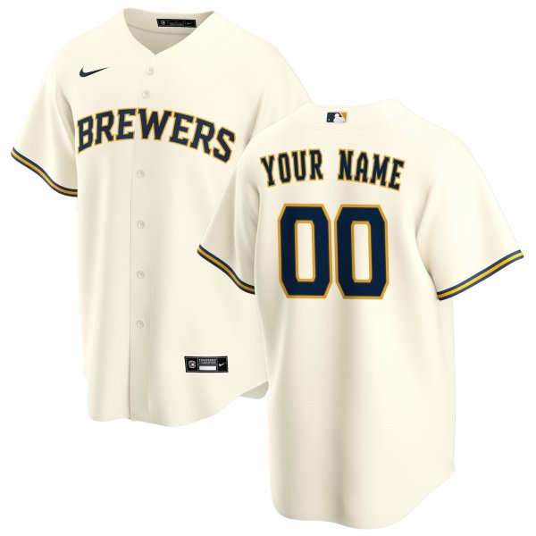 Men's Milwaukee Brewers Nike Cream Home Replica Custom Jersey