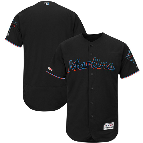 Men's Miami Marlins Majestic Black Alternate 2019 Collection Flex Base Team Jersey