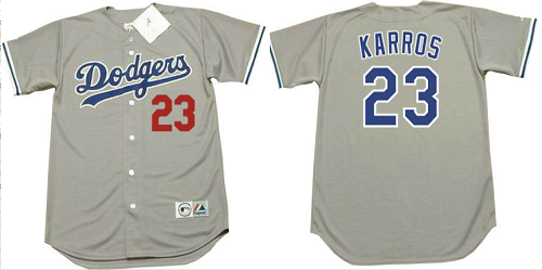 Men's Majestic Los Angeles Dodgers #23 Eric Karros 1988 Majestic Throwback Away MLB Jersey