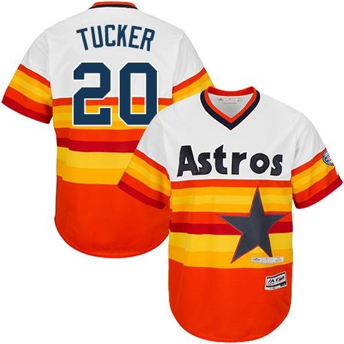 Houston Astros #20 Preston Tucker White/Orange Cooperstown Stitched Youth MLB Jersey