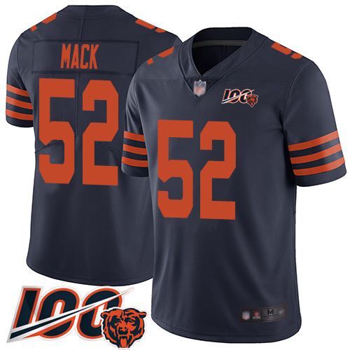 Chicago Bears #52 Khalil Mack Navy Blue Alternate Men's Stitched NFL 100th Season Vapor Limited Jersey